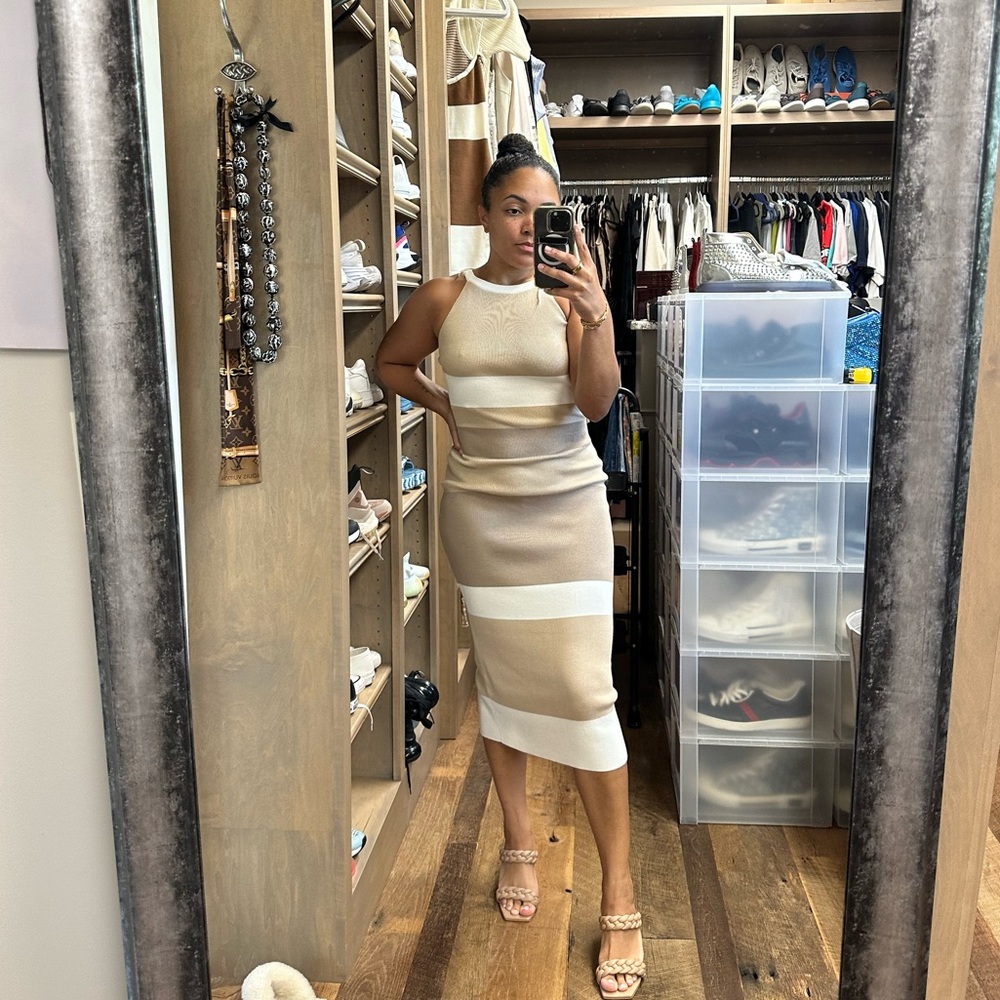 Lulus striped tie-back long dress